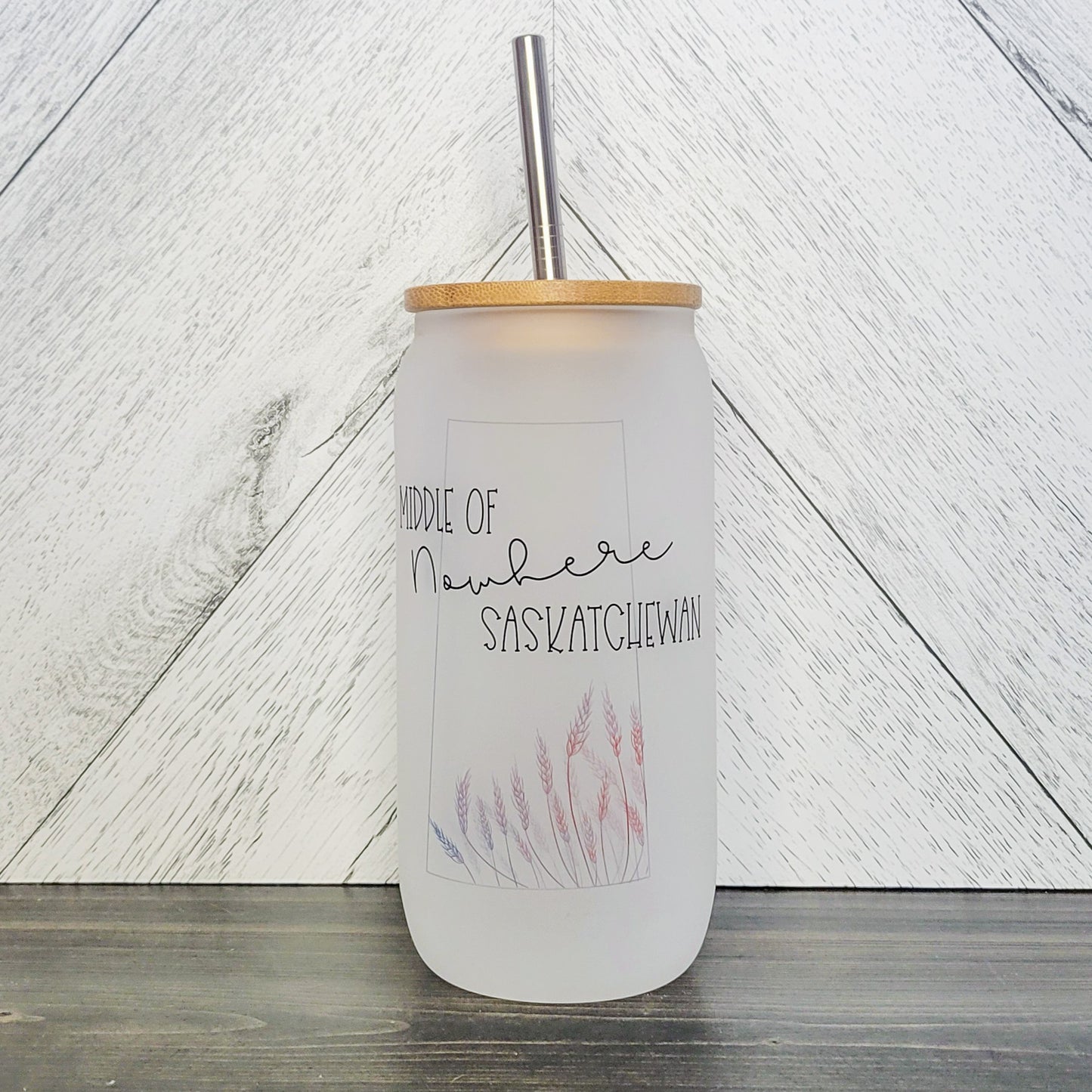 Middle Of Nowhere Glass Can with Bamboo Lid