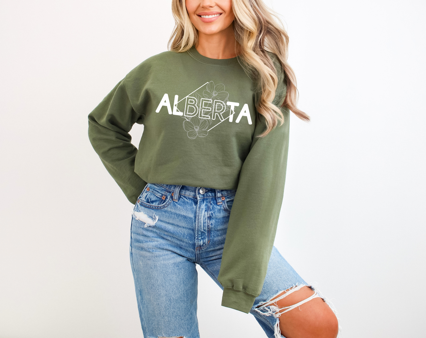Alberta Diamond Line Art Unisex Crewneck | Prairie Apparel