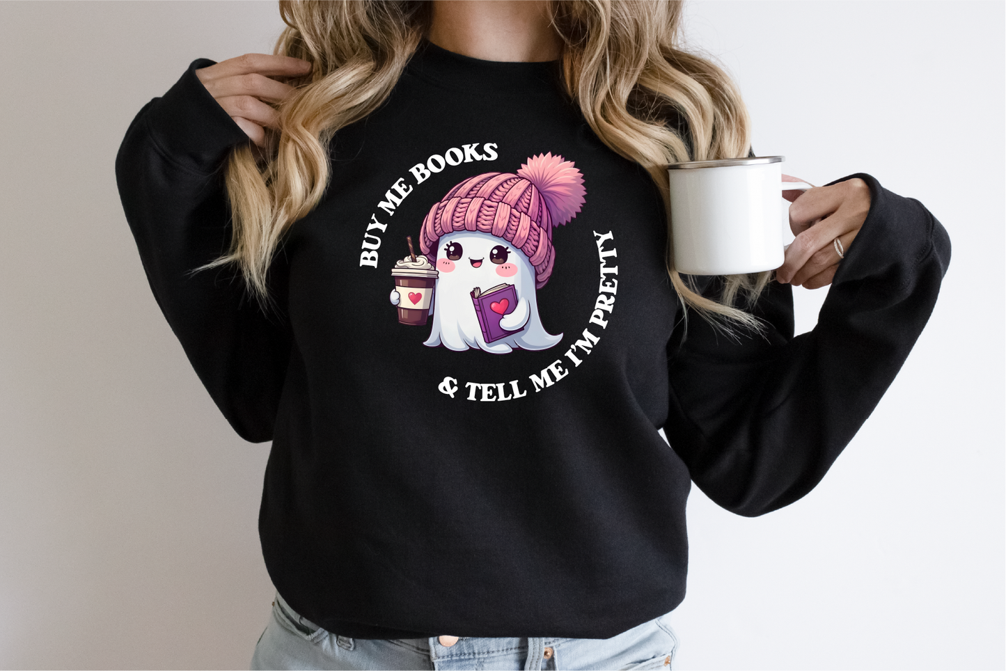 Buy Me Books & Tell Me I'm Pretty Unisex Crewneck Sweatshirt | Bookish