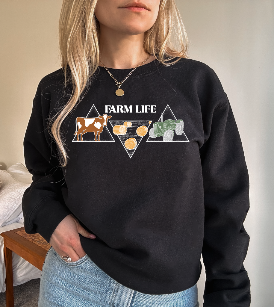 Farm Life Triangles Unisex Crewneck | Farm Apparel | Prairie Clothing