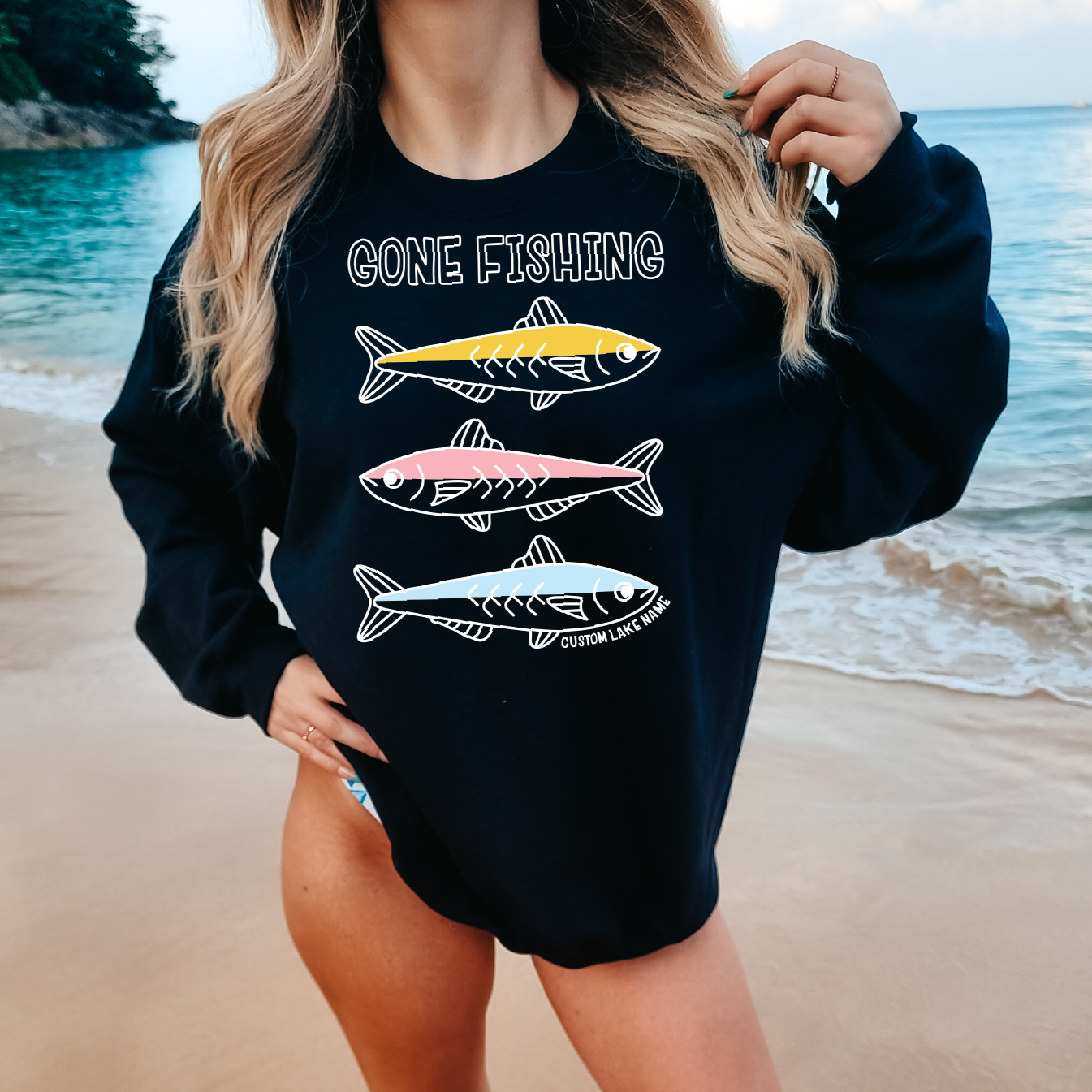 Gone Fishing Personalized Sweatshirt | Summer Apparel | Custom Apparel