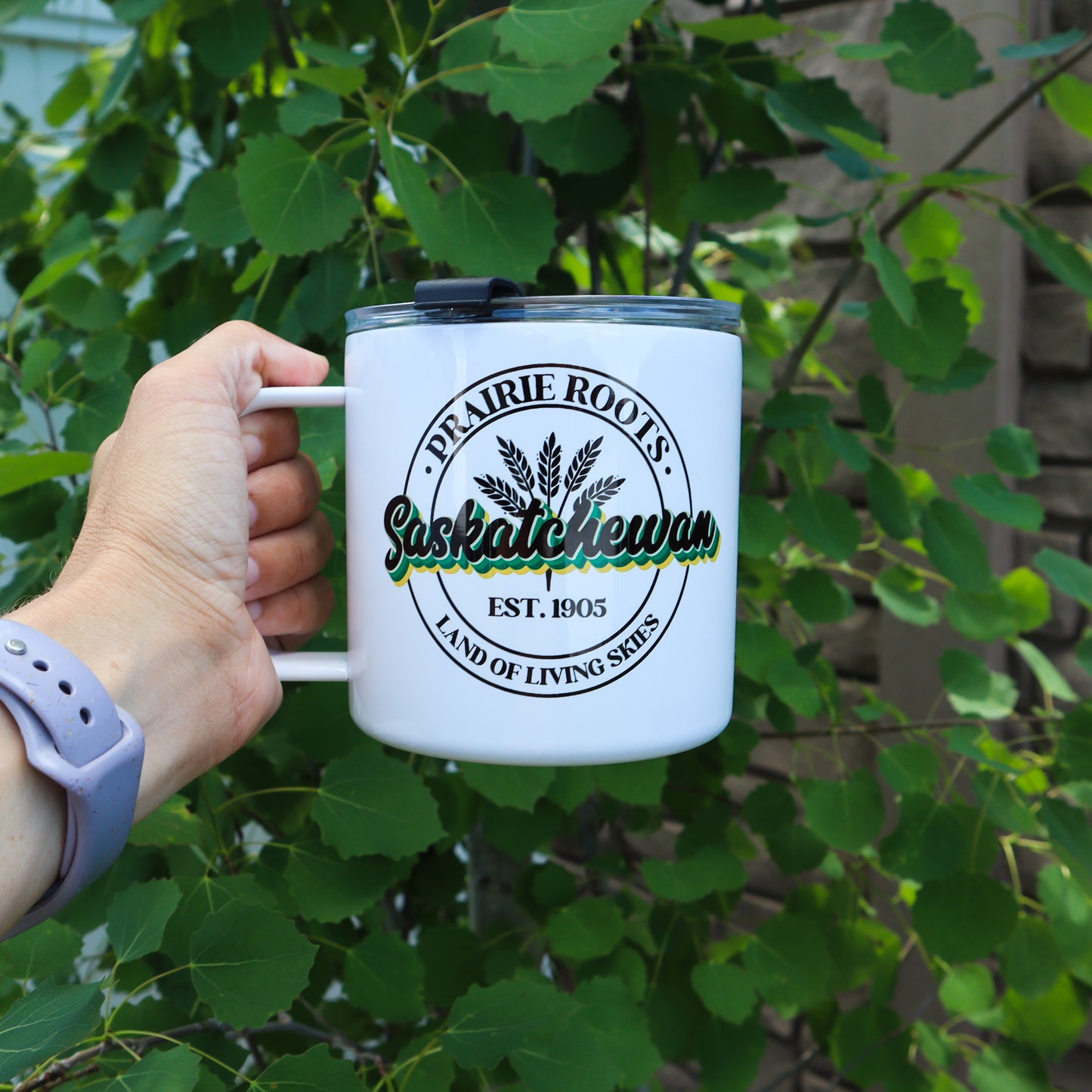 Retro Sask Stainless Steel 17oz Coffee Mug | Saskatchewan Mug