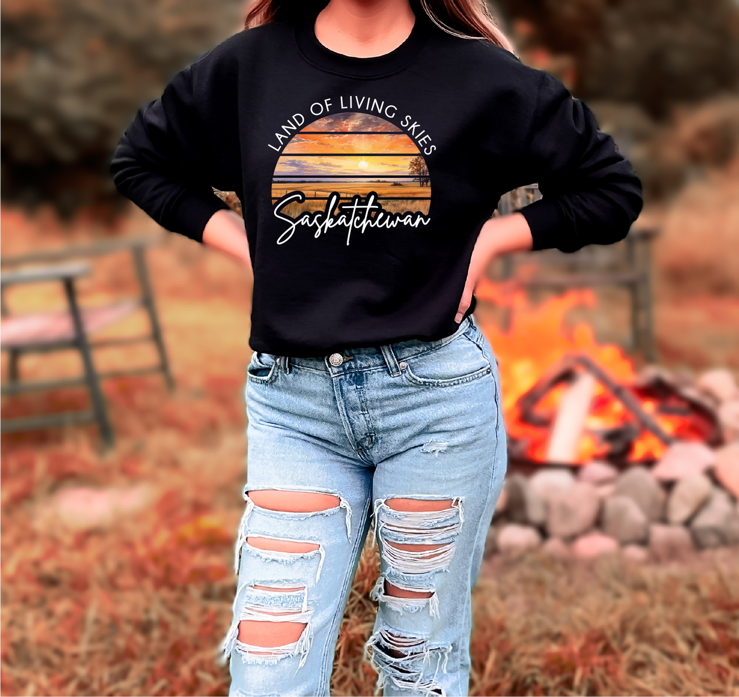 Land Of Living Skies Sunset Unisex Crewneck | Prairie Apparel | Farmer Apparel