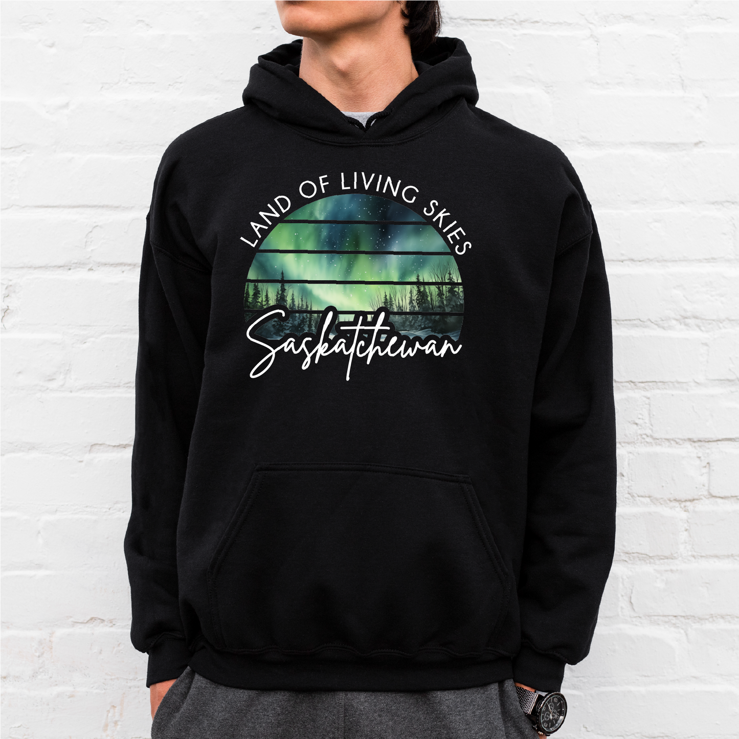 Land Of Living Skies Northern Lights Unisex Hoodie | Sask Apparel