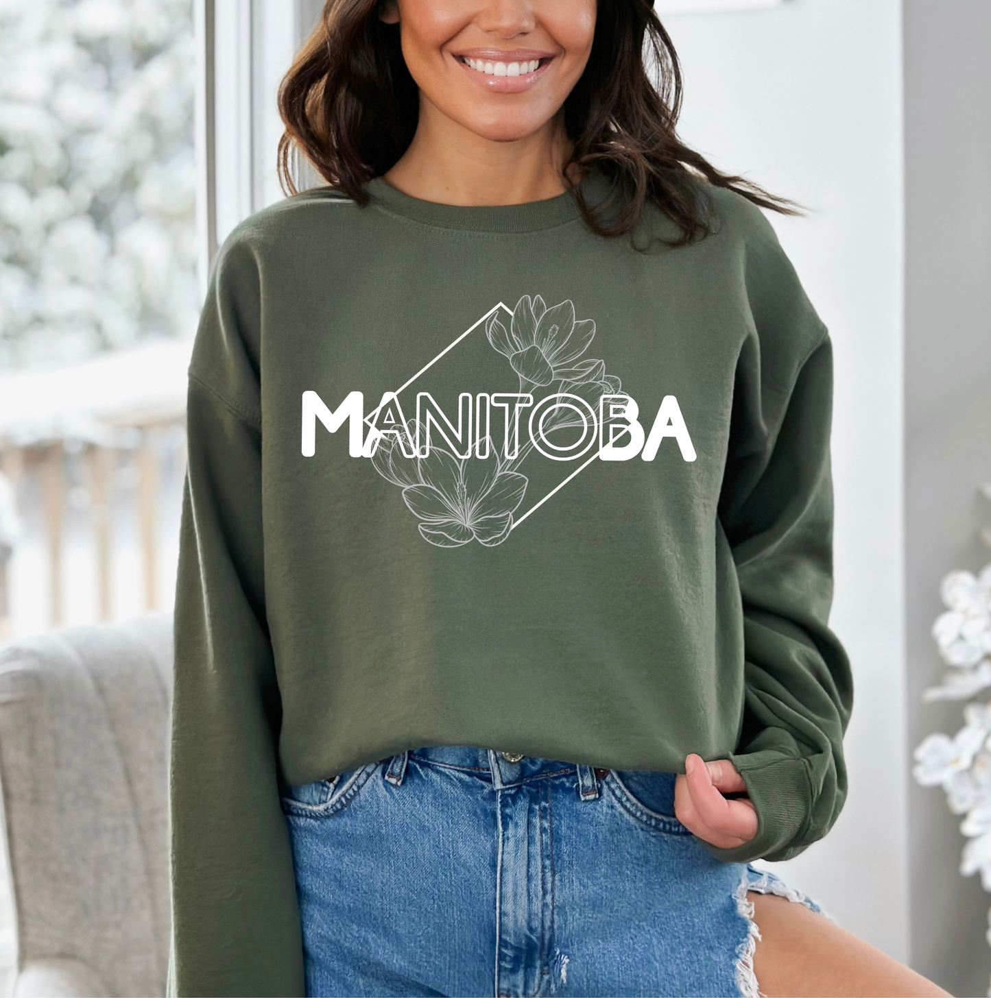 Manitoba Diamond Line Art Unisex Crewneck | Prairie Apparel
