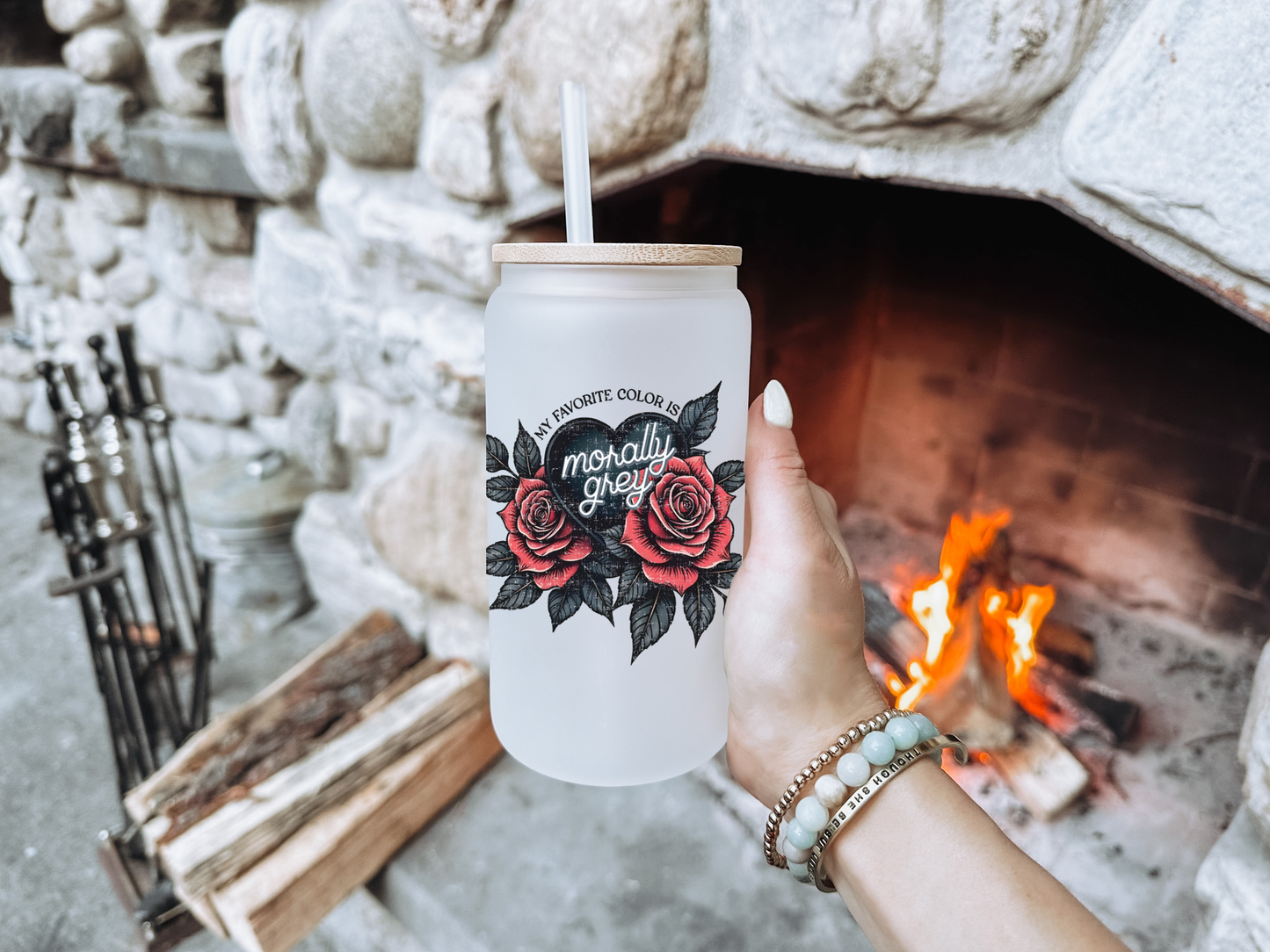 Morally Grey Is My Favorite Color Frosted Can with Bamboo Lid | Bookish