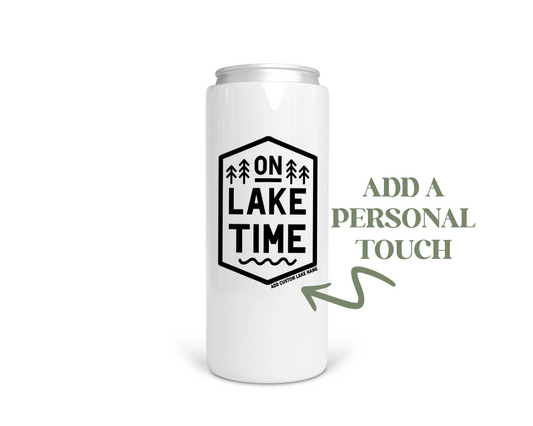 On Lake Time Personalized Stainless Steel Koozie  | Can Cooler | Summer Koozie
