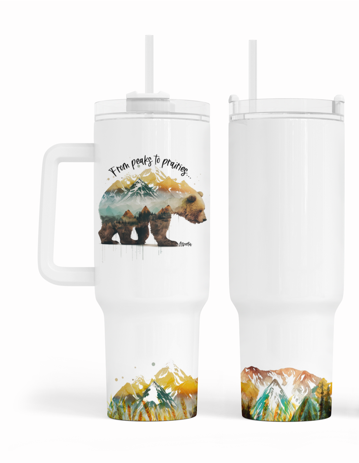 From Peaks To Prairies Bear 40oz Tumbler | Alberta Tumbler