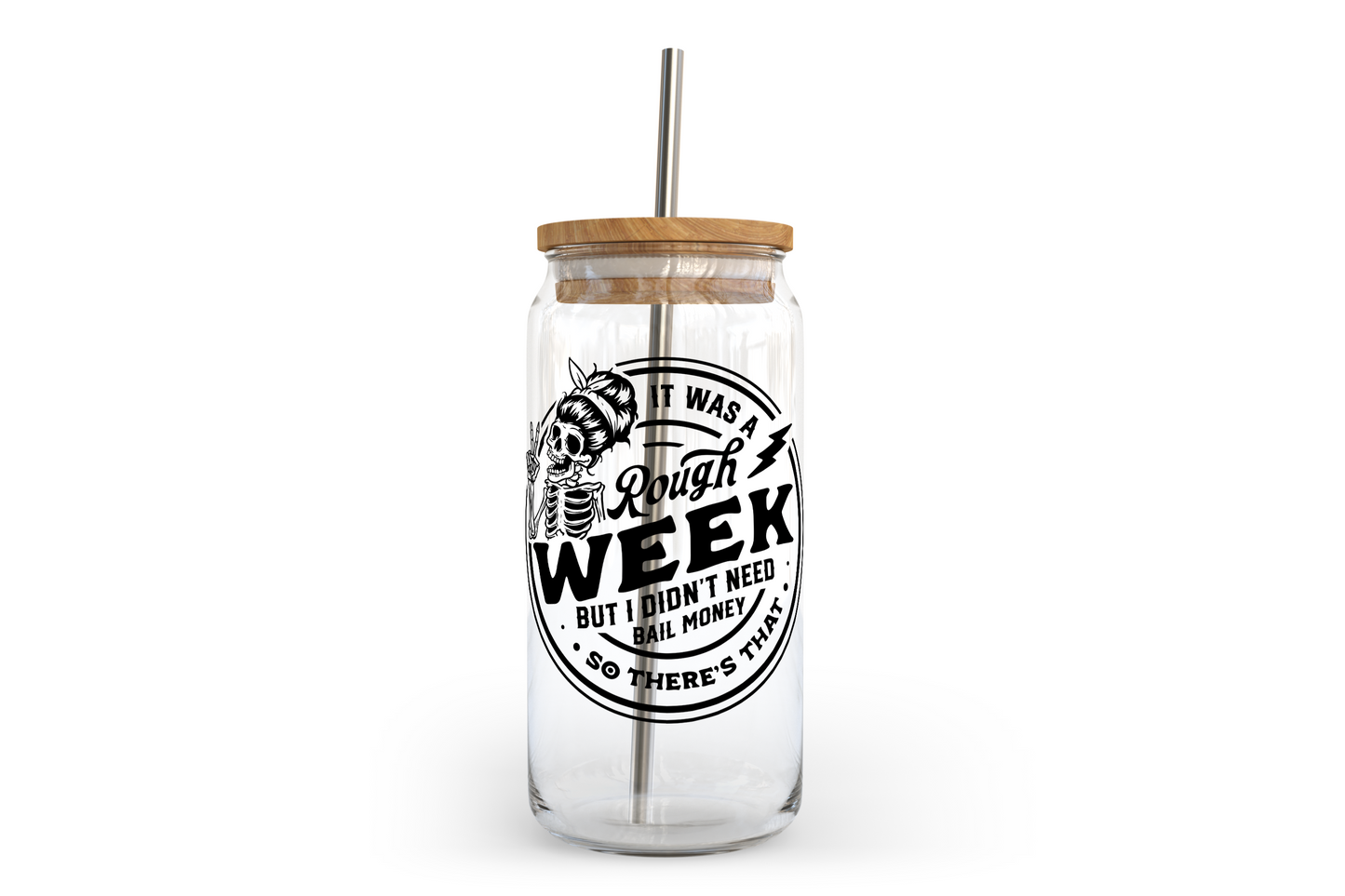 Rough Week Glass Can with Bamboo Lid