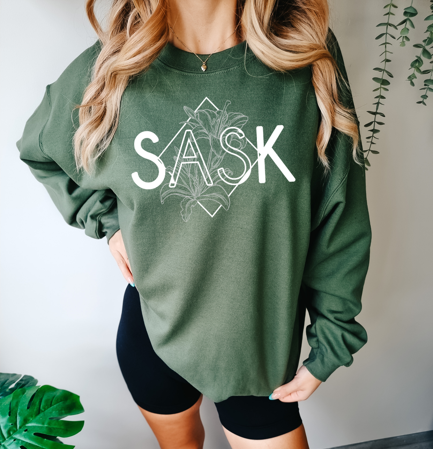 SASK Diamond Line Art Unisex Crewneck | Prairie Apparel | Sask Clothing