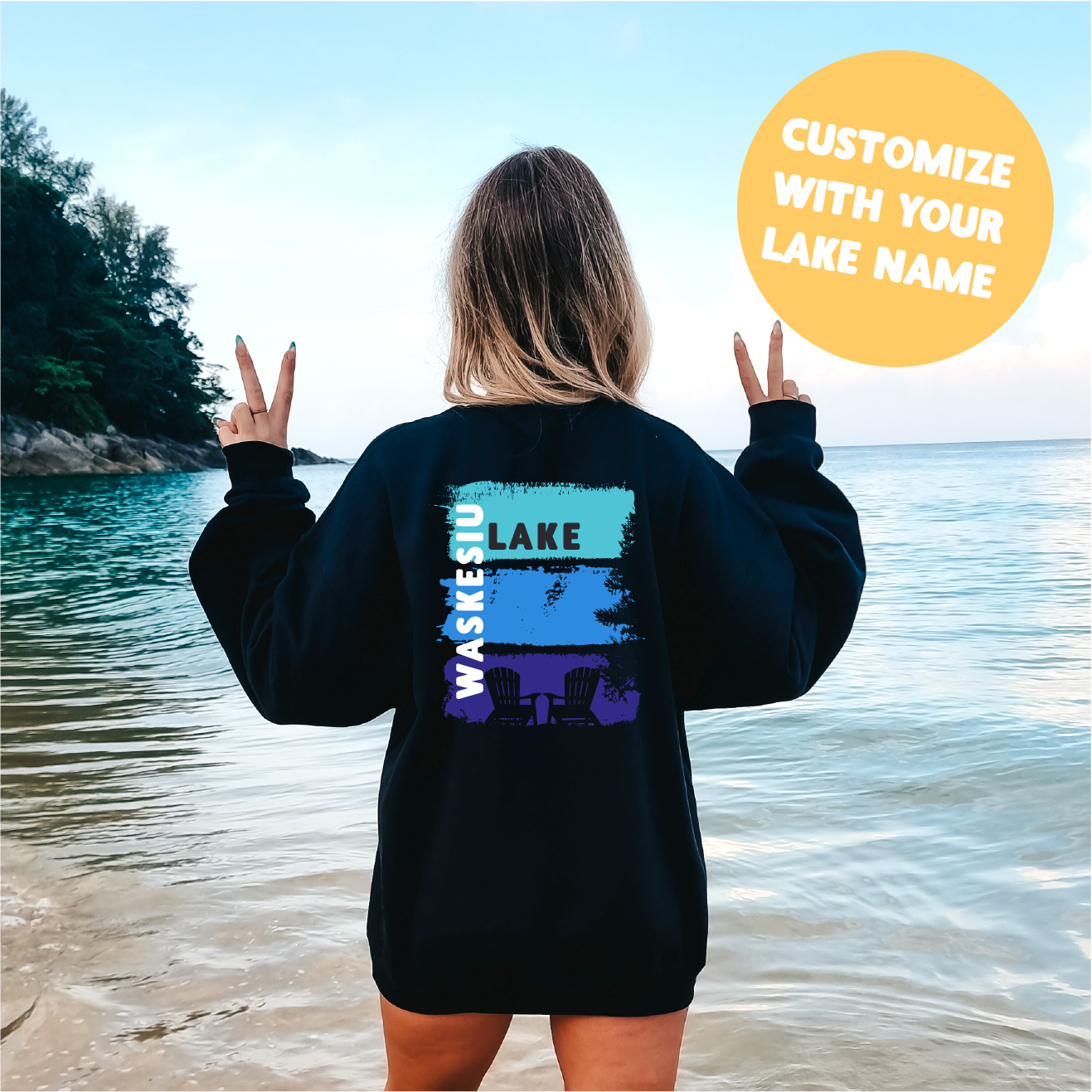 Custom Lake Silhouette Personalized Sweatshirt | Summer Apparel