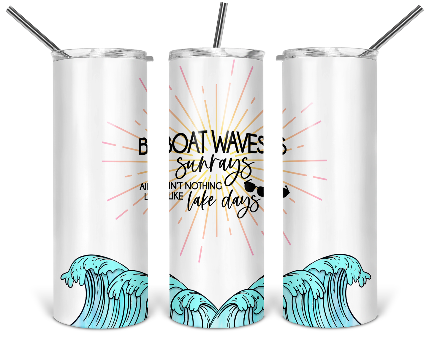 Boat Waves, Sun Rays, Lake Days Skinny Tumbler