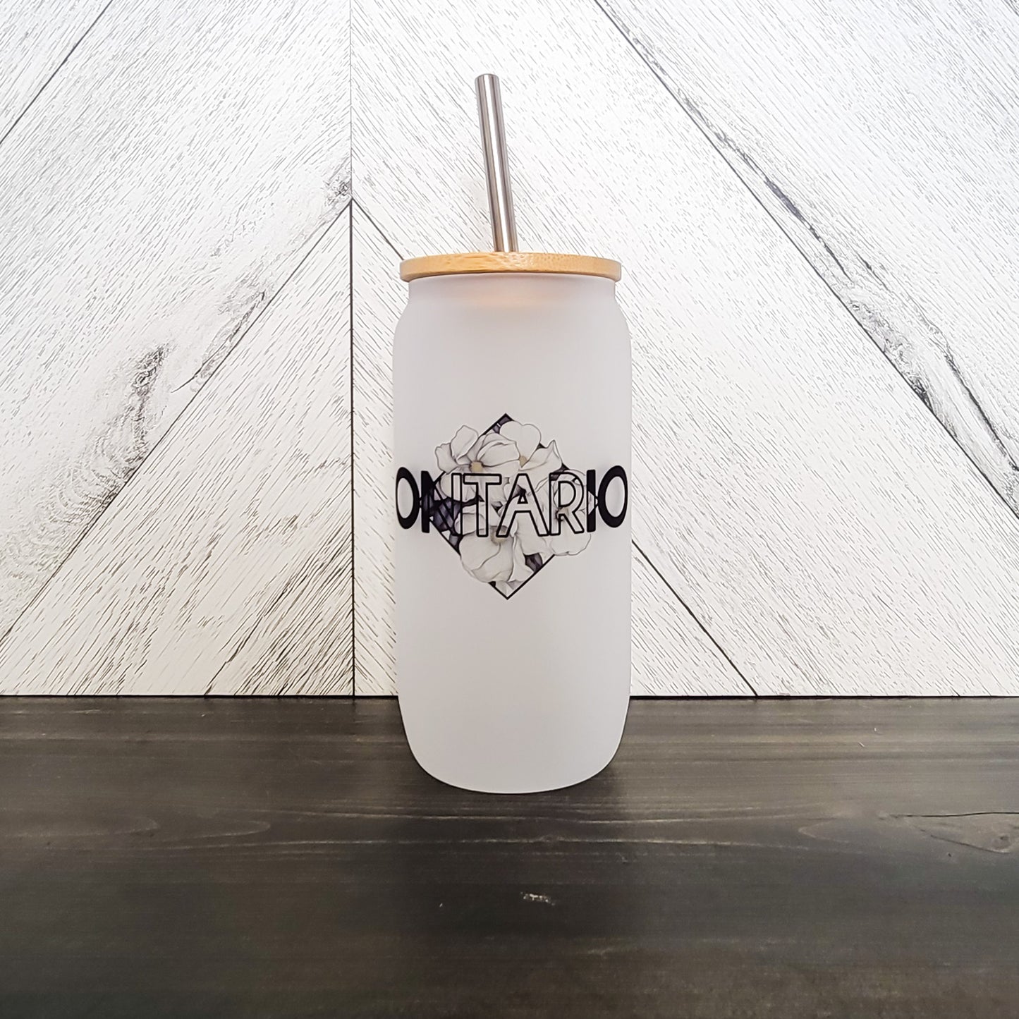 Ontario Frosted Can with Bamboo Lid | Province Glass Can