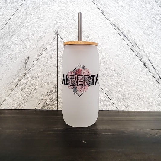 Alberta Frosted Can with Bamboo Lid | Province Glass Can