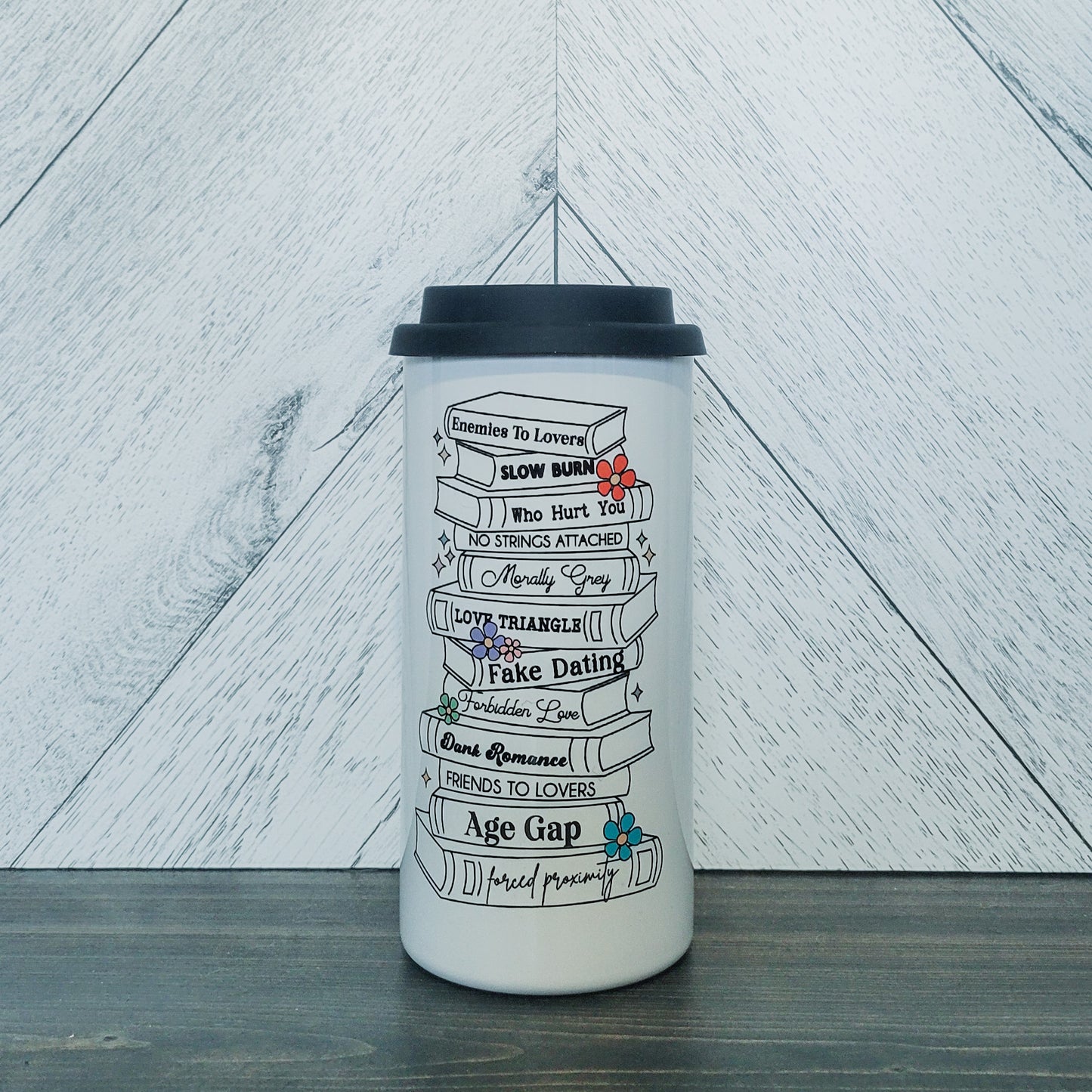 Tropes 16oz Stainless Steel Tumbler | Bookish Drink Cup