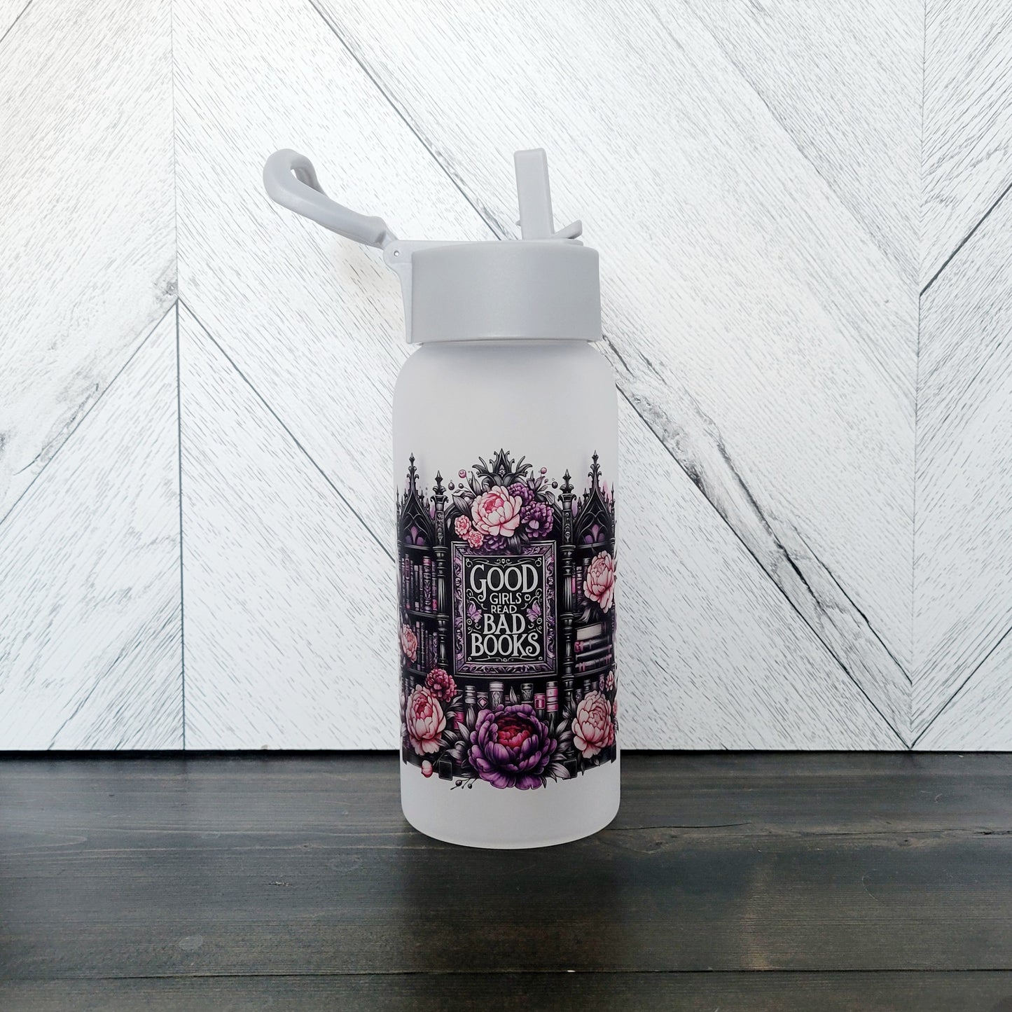 Good Girls Read Bad Books Frosted Glass Water Bottle