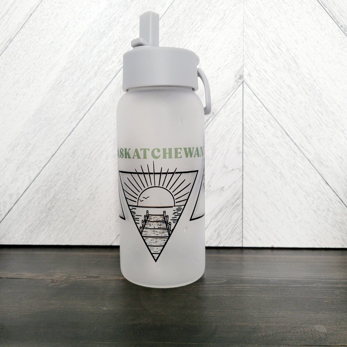 Saskatchewan Triangle Frosted Glass Water Bottle