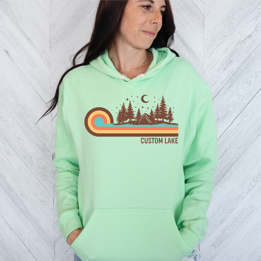 Retro 70s Camping Unisex Hoodie | Lake Apparel