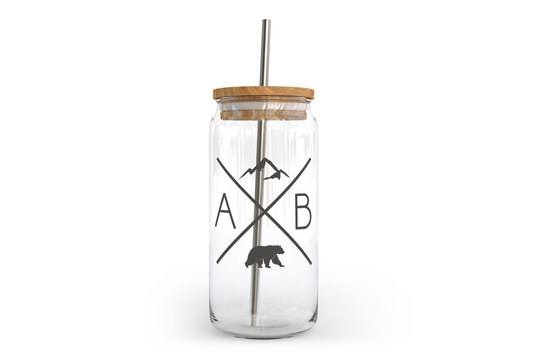 AB X Glass Can with Bamboo Lid | Alberta Glass Can