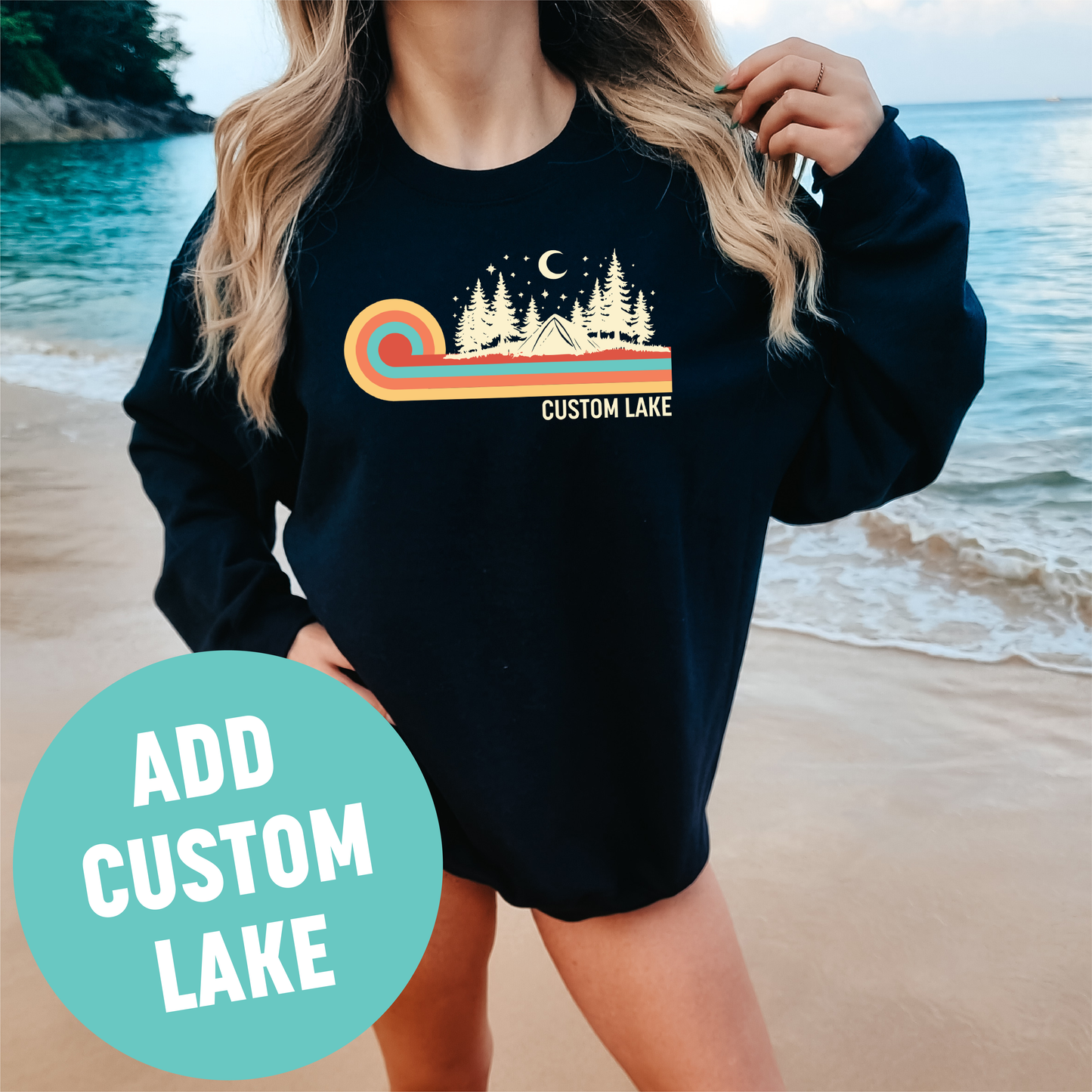 Retro 70s Camping Unisex Crewneck Sweatshirt | Lake Apparel