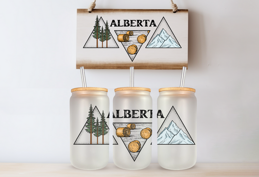 Alberta Triangle Frosted Can with Bamboo Lid | Canadian