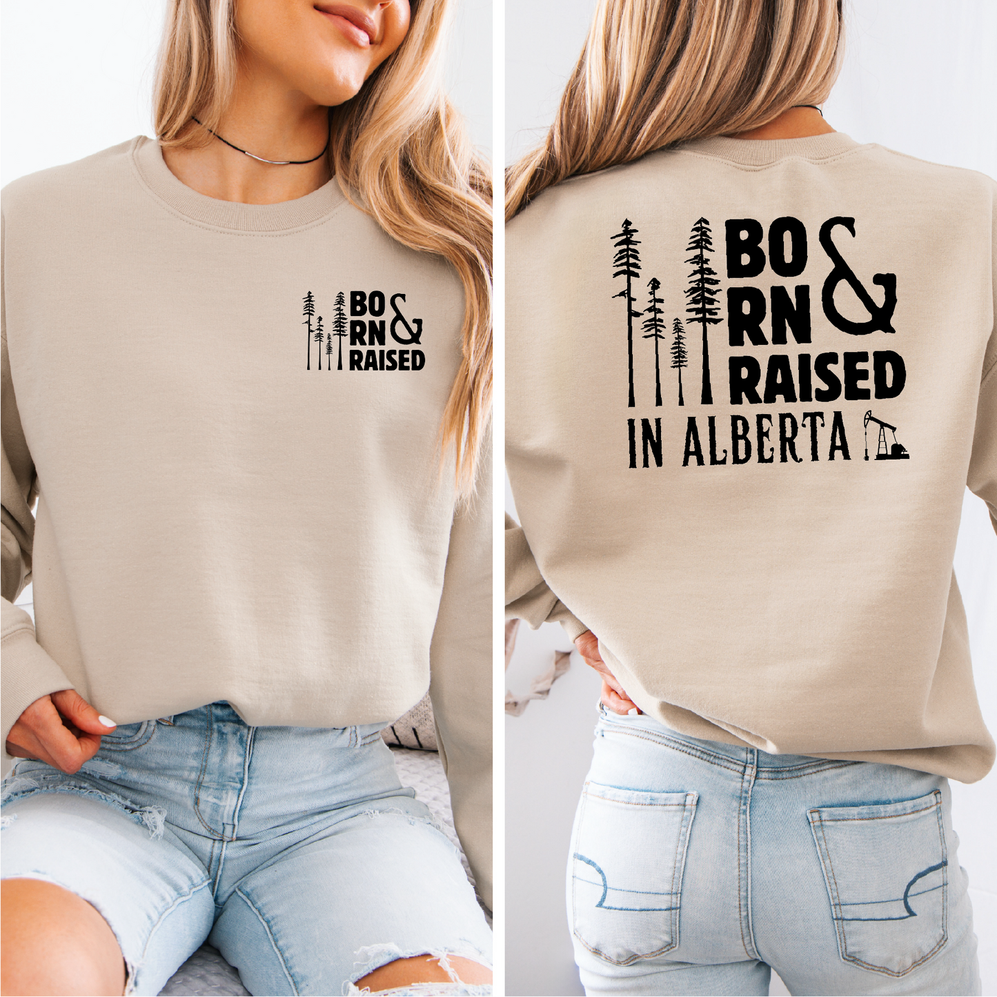 Born & Raised Alberta Unisex Crewneck | Prairie Apparel | Alberta Clothing