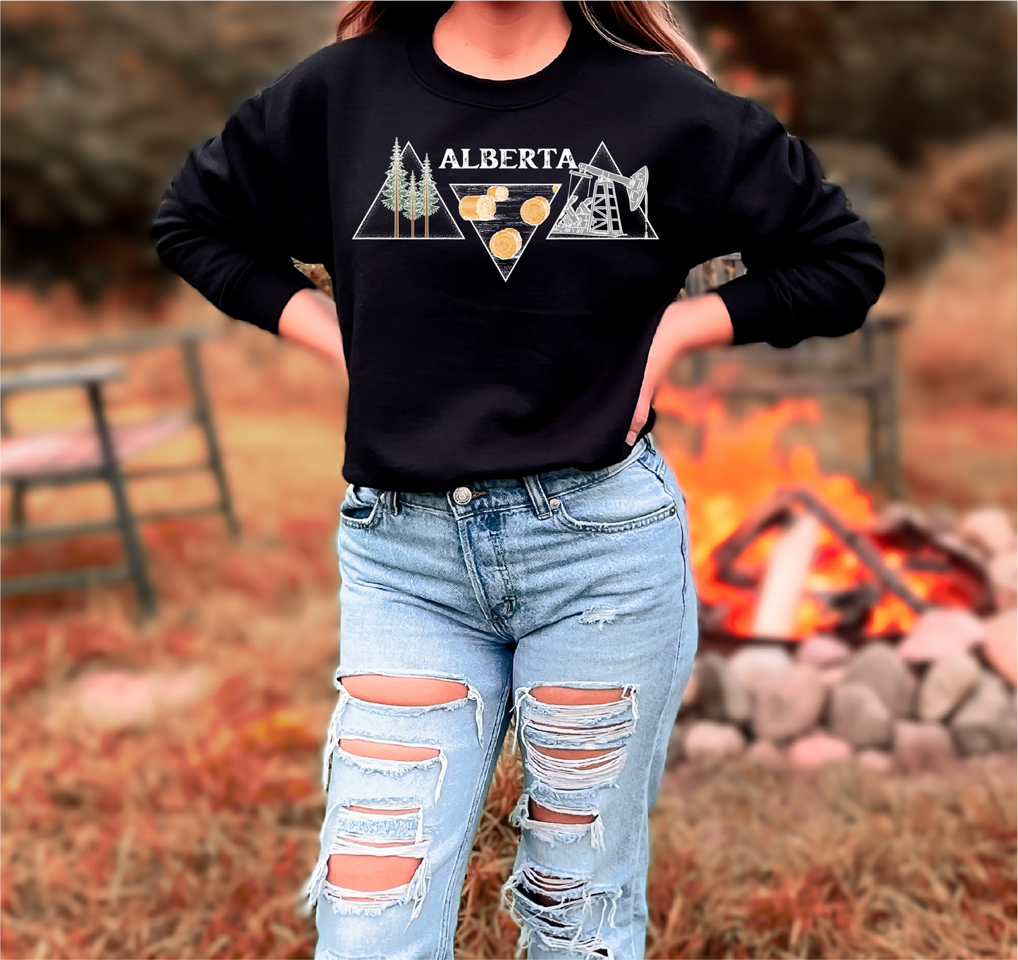 Alberta Oil Triangles Unisex Crewneck | Prairie Apparel | Alberta Clothing