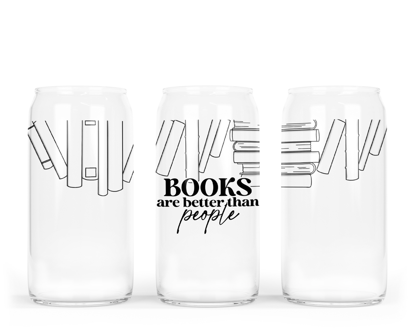 Books Are Better Than People Glass Can with Bamboo Lid