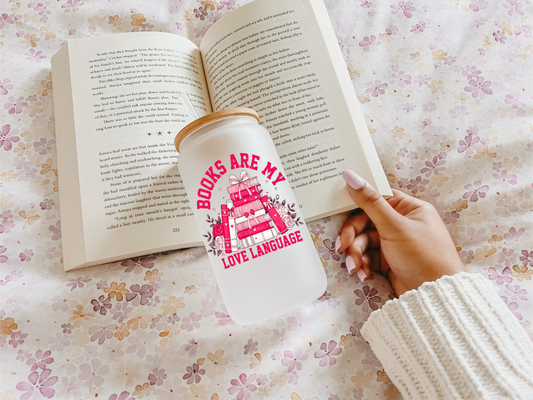 Books Are My Love Language Frosted Can with Bamboo Lid | Bookish