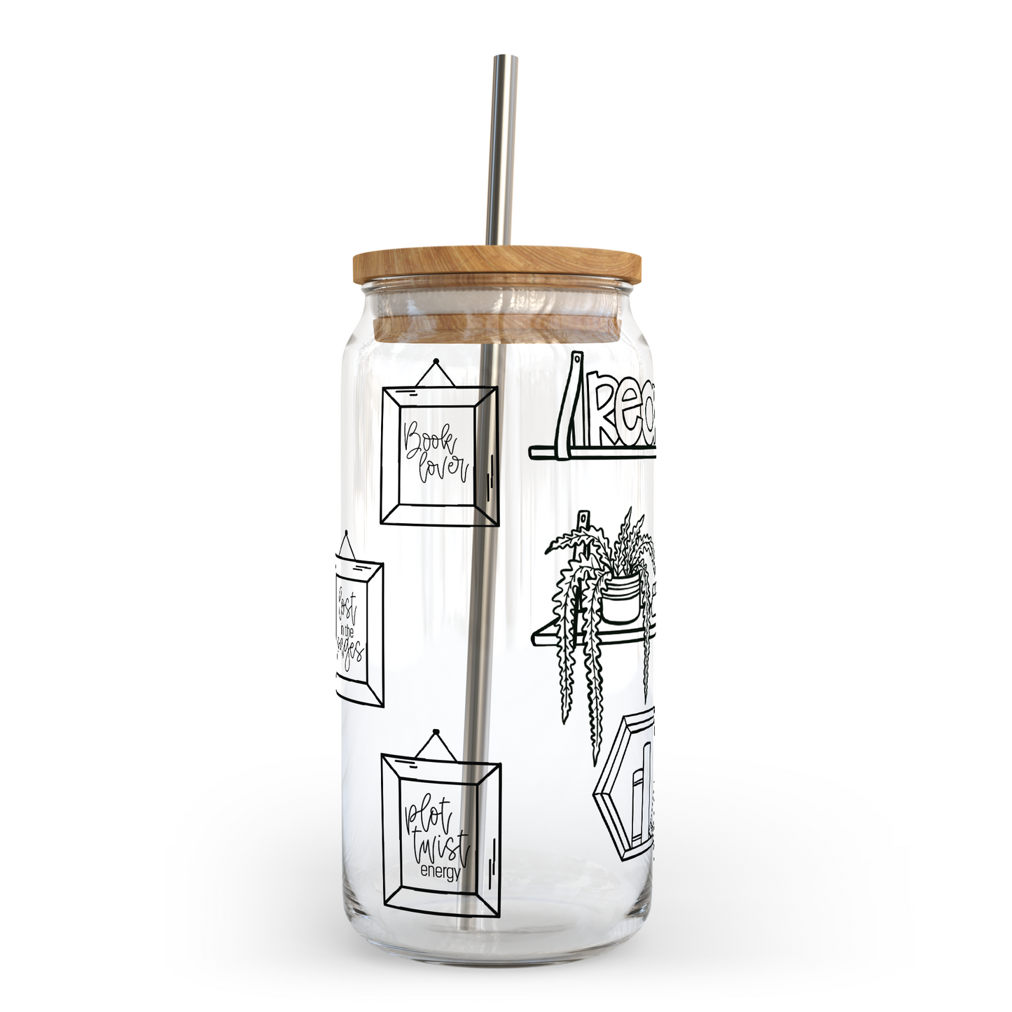 Book ShelvesClear Glass Can with Bamboo Lid