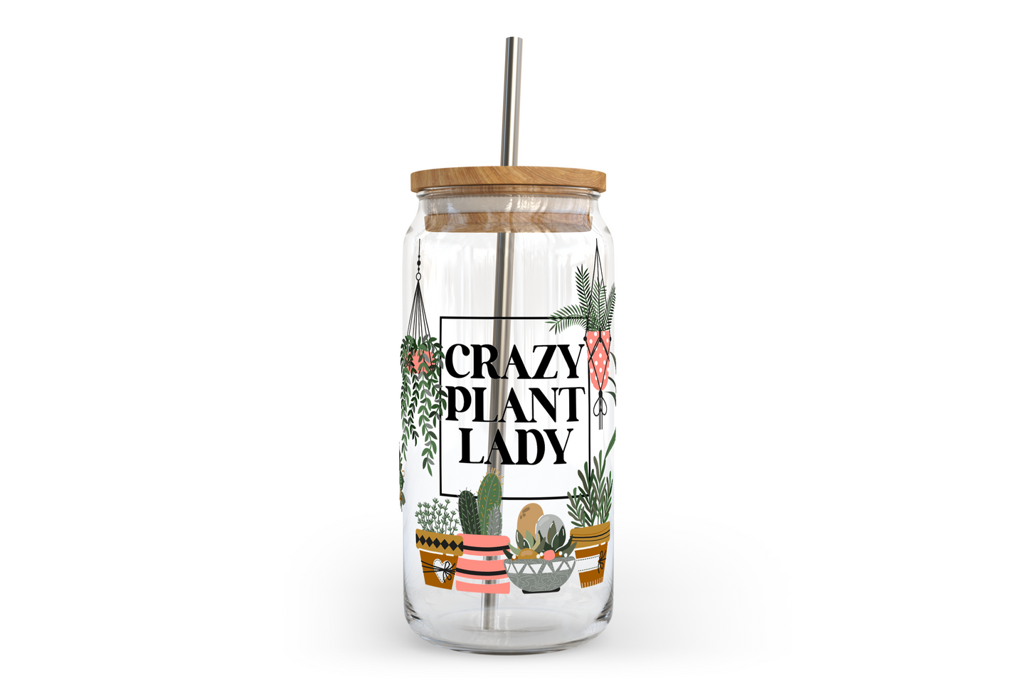 Crazy Plant Lady Glass Can with Bamboo Lid