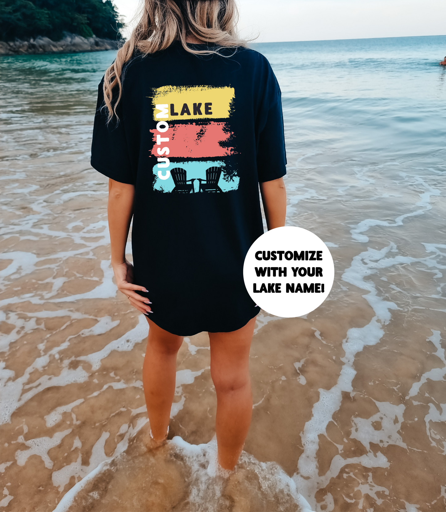 Custom Lake Silhouette Personalized Tshirt | Summer Apparel