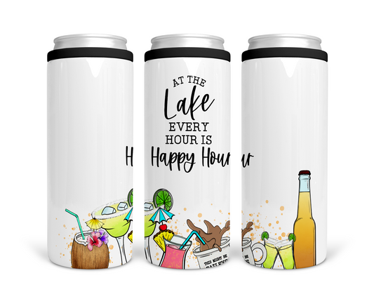 Every Hour Is Happy Hour Skinny Can Stainless Steel Koozie