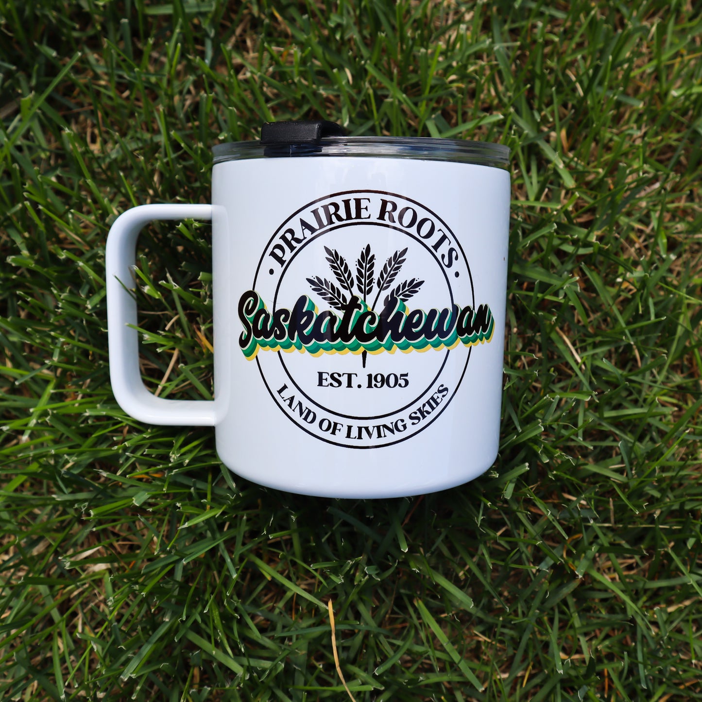 Retro Sask Stainless Steel 17oz Coffee Mug | Saskatchewan Mug