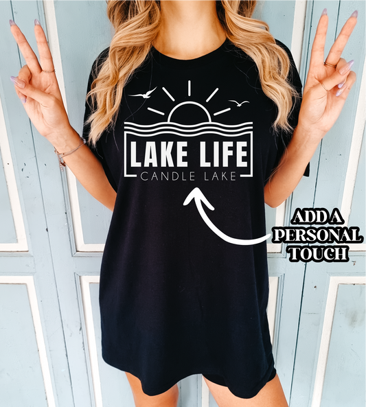 Lake Life Sunset Personalized Tshirt | Summer Apparel