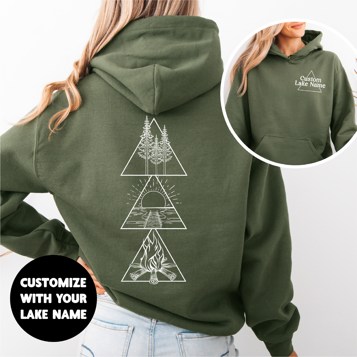 Lake Triangle Personalized Hoodie | Lake Clothing | Custom Clothing