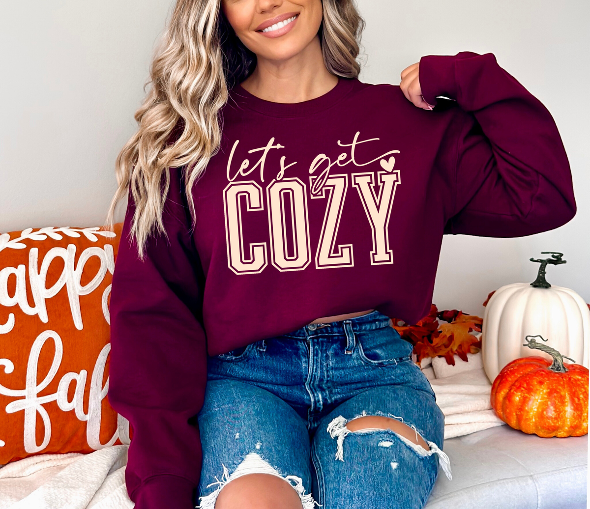 Let's Get Cozy Floral Unisex Crewneck Sweatshirt | Autumn Crewneck Sweatshirt