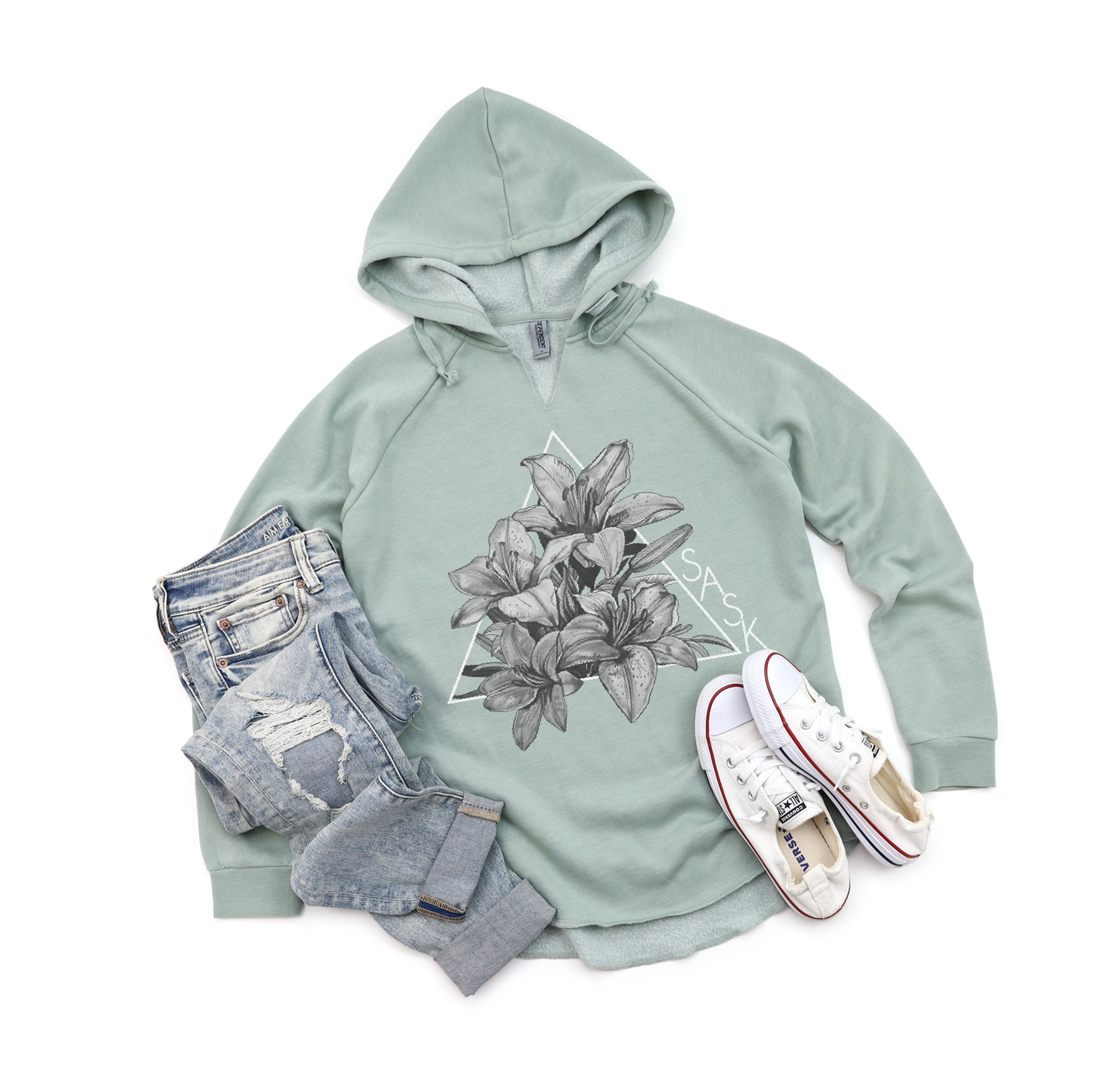 Lily Triangle B/W Premium Women's Bunnyhug | Saskatchewan Clothing