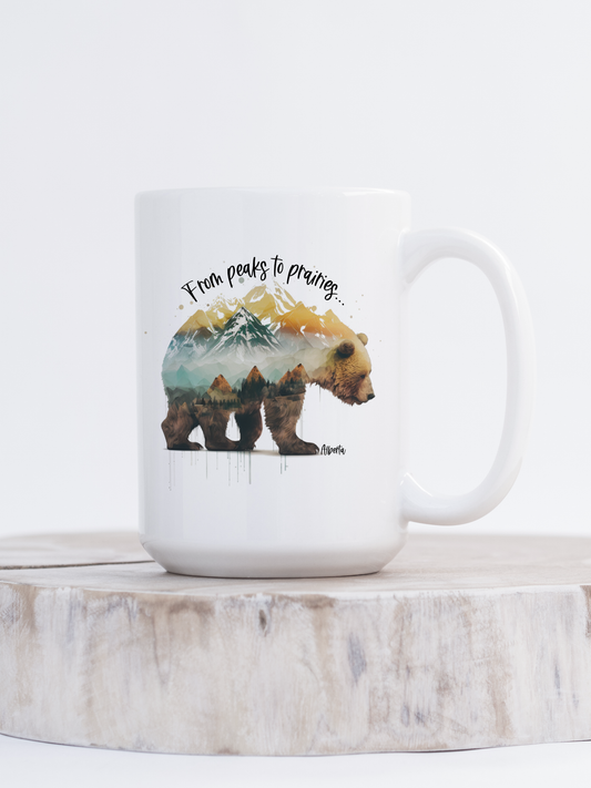 Peaks To Prairies Bear Ceramic Mug | Alberta Mug