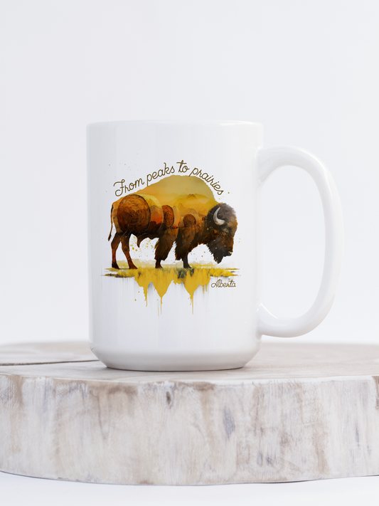 Peaks To Prairies Buffalo Ceramic Mug | Alberta Mug