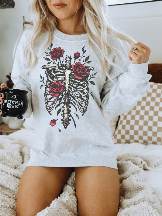 Roses Skeleton Unisex Crewneck Sweatshirt