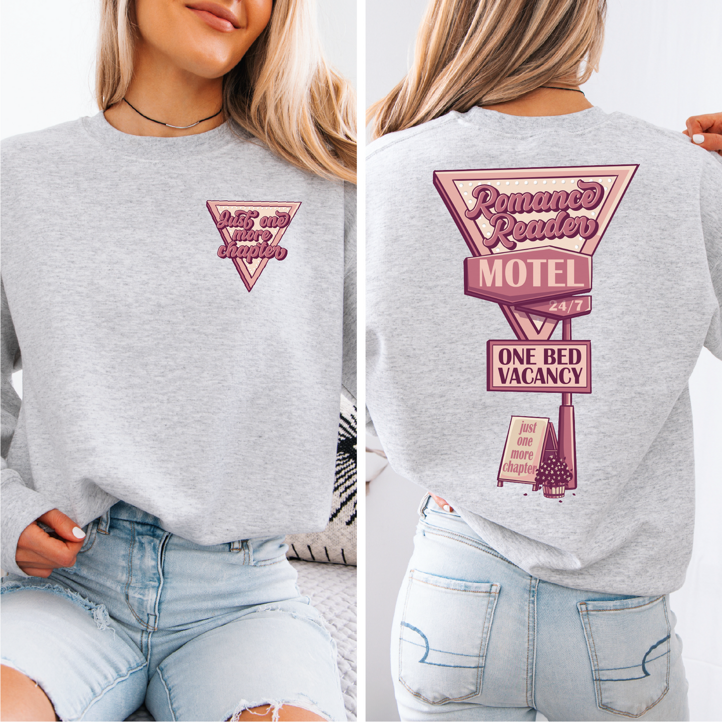 Just One More Chapter - Romance Reader Motel Unisex Crewneck Sweatshirt | Bookish