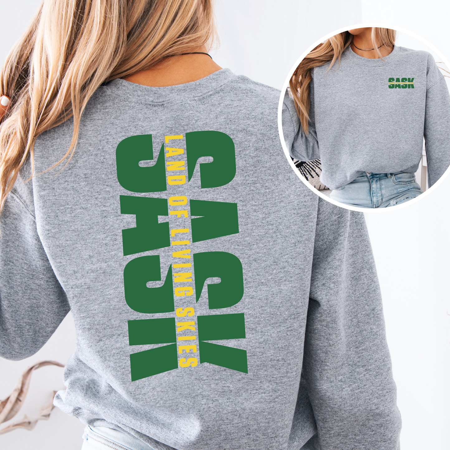 SASK Land Of Living Skies Unisex Crewneck Sweatshirt | Saskatchewan Clothing