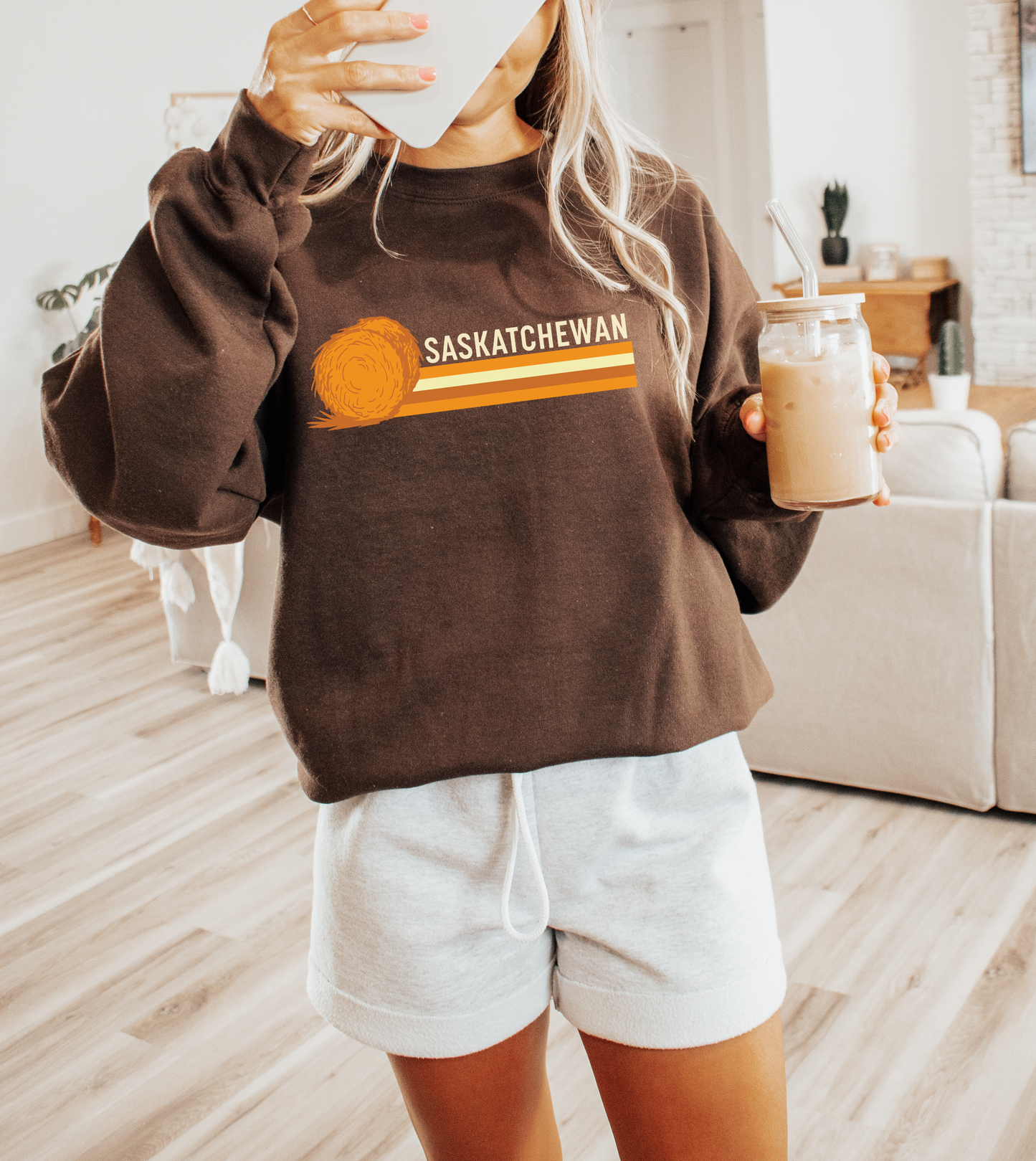 Saskatchewan 70s Retro Unisex Crewneck Sweatshirt | Sask Clothing