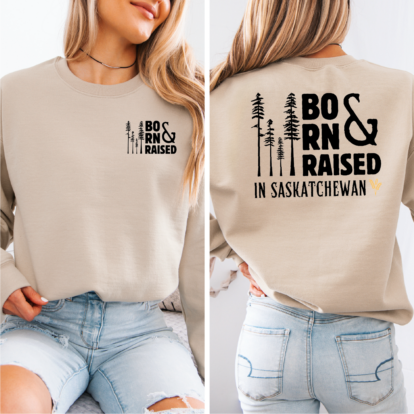 Born & Raised Saskatchewan Unisex Crewneck | Prairie Apparel | Sask Clothing