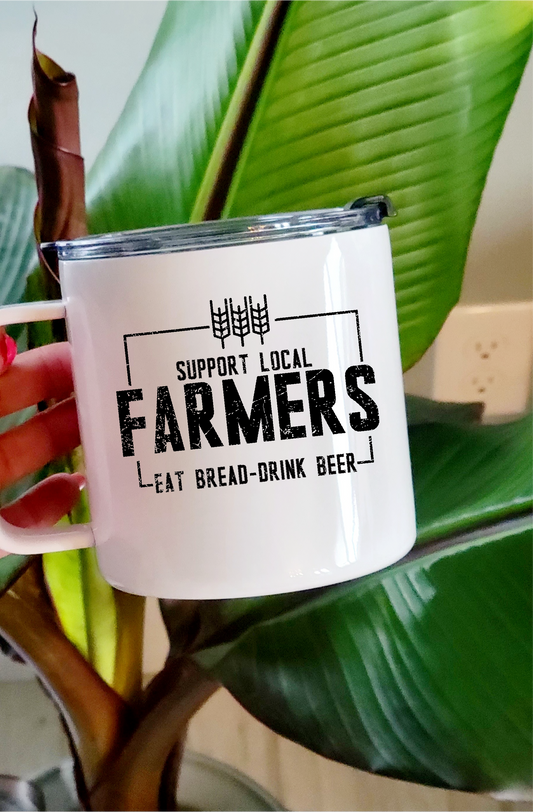 Support Local Farmers Stainless Steel 17oz Coffee Mug | Farm Mug