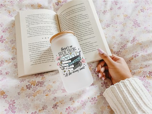 Too Many Books Frosted Can with Bamboo Lid | Bookish