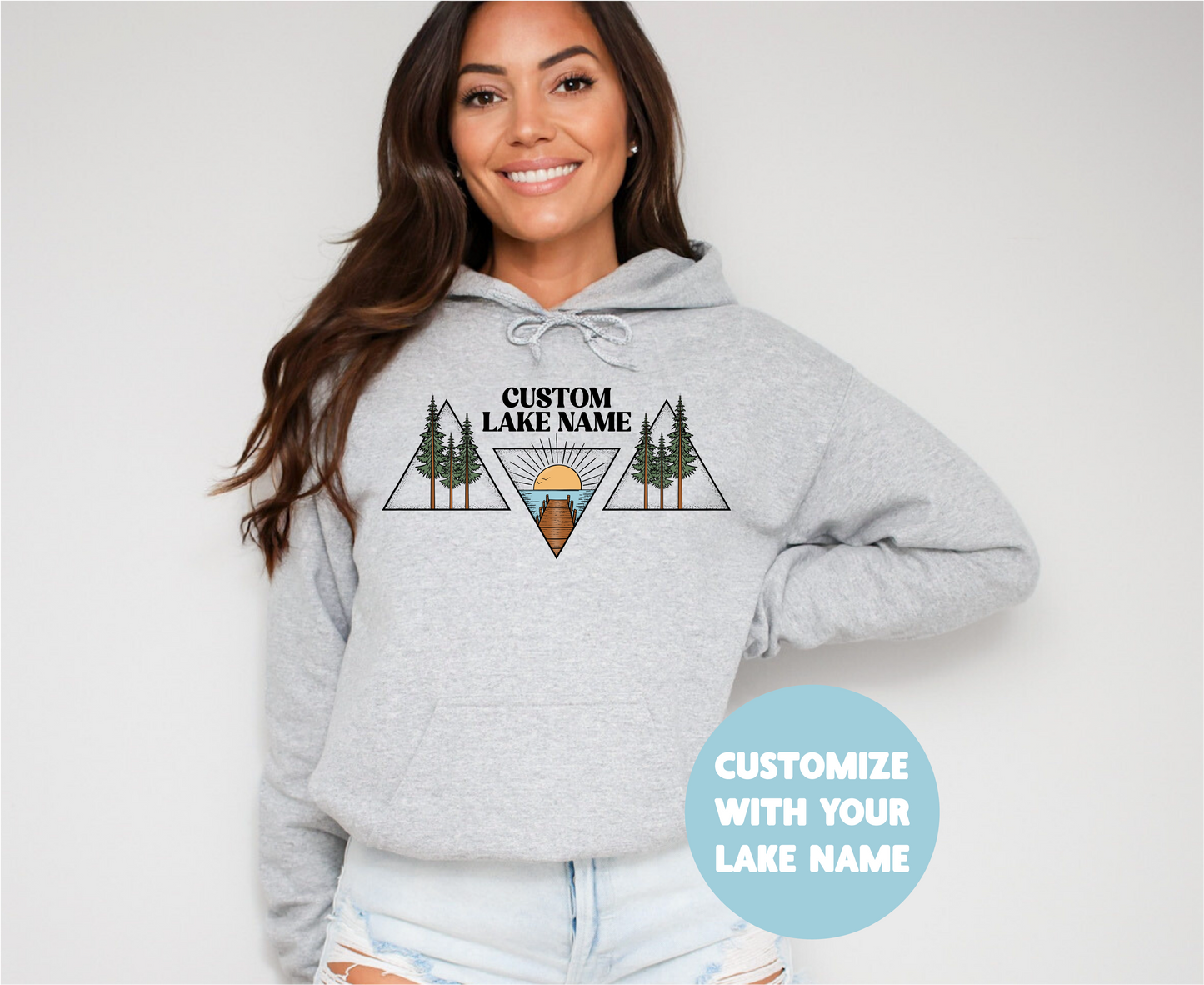 Lake Geometric Personalized Lake Hoodie | Lake Clothing