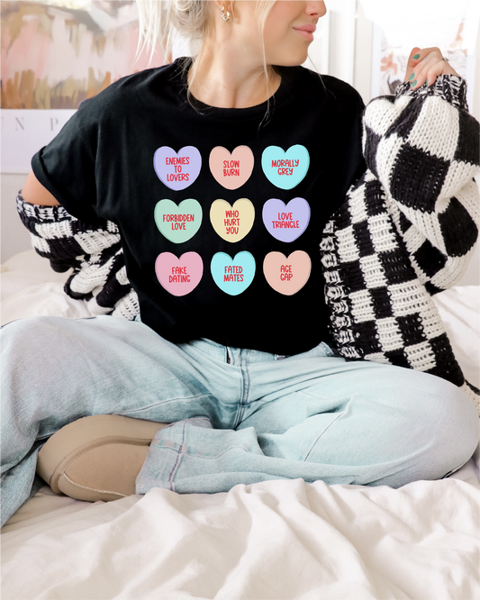 Conversation Heart Tropes T-shirt | Bookish Shirt