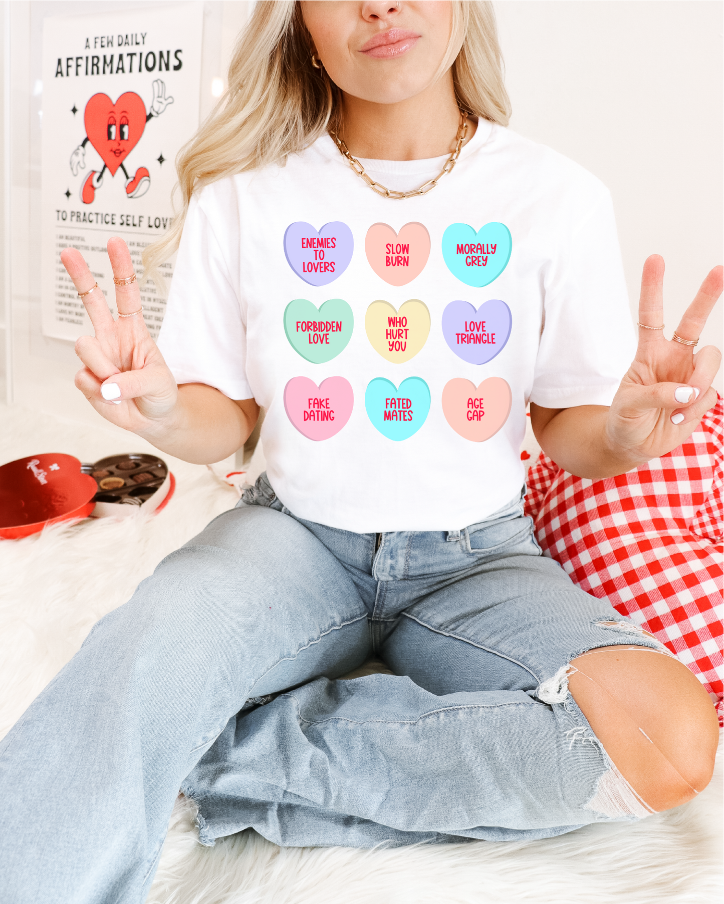 Conversation Heart Tropes T-shirt | Bookish Shirt